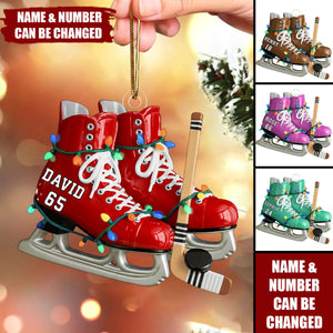 Ice Hockey Skates Ornament - Personalized Gifts For Ice Hockey Lovers