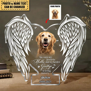 Personalized Memorial Photo Acrylic Plaque - Christmas/Memorial Gift Idea for Family - God Has You In His Arms I Have You In My Heart