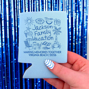 Beach Family Vacation Can Coolers - Coastal Family Reunion Can Sleeve - Beach Party Decor - Custom Gift for Family Trip
