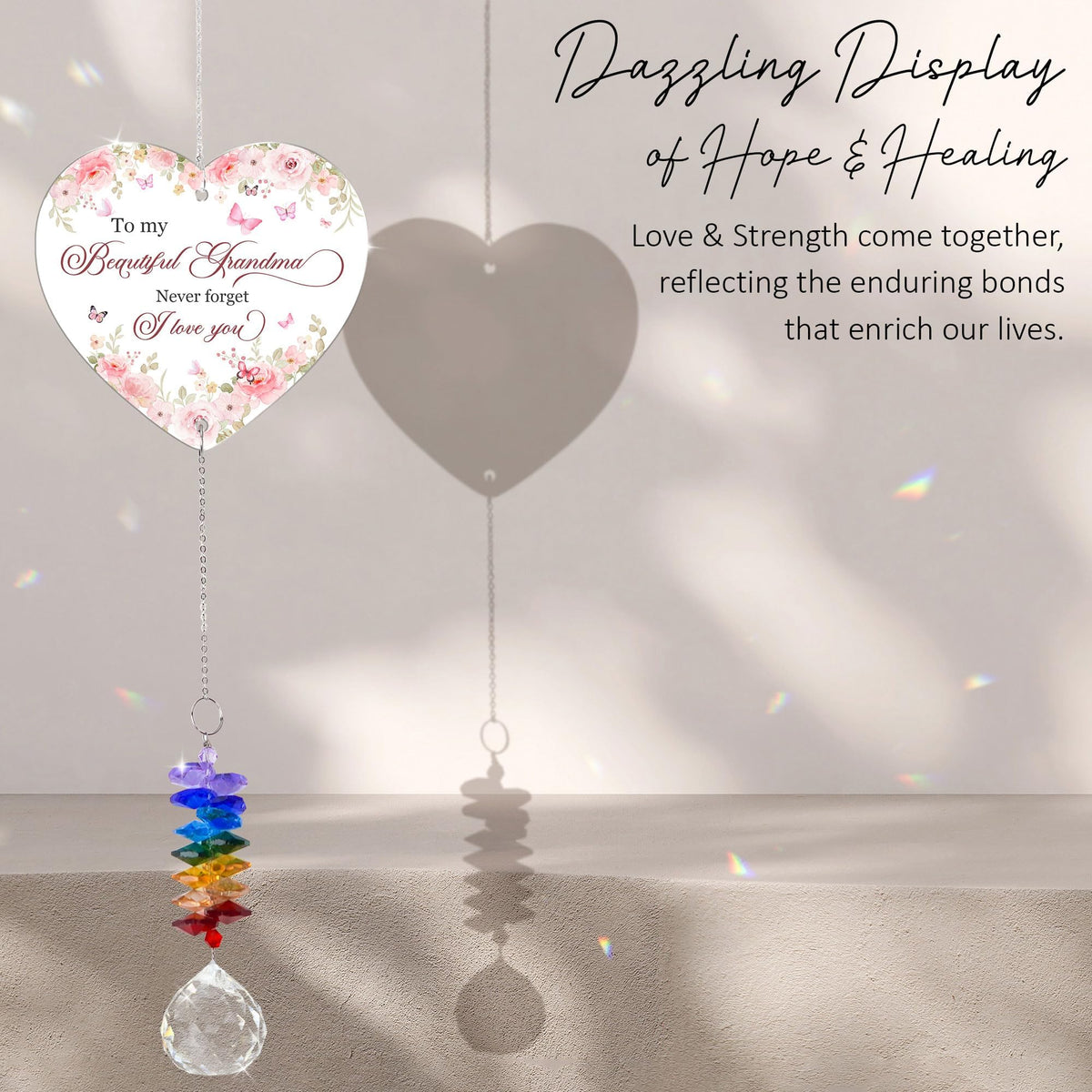 To My Beautiful Grandma Ornament, Crystal Heart Ornament Appreciation Gift, Christmas Hainging Decor