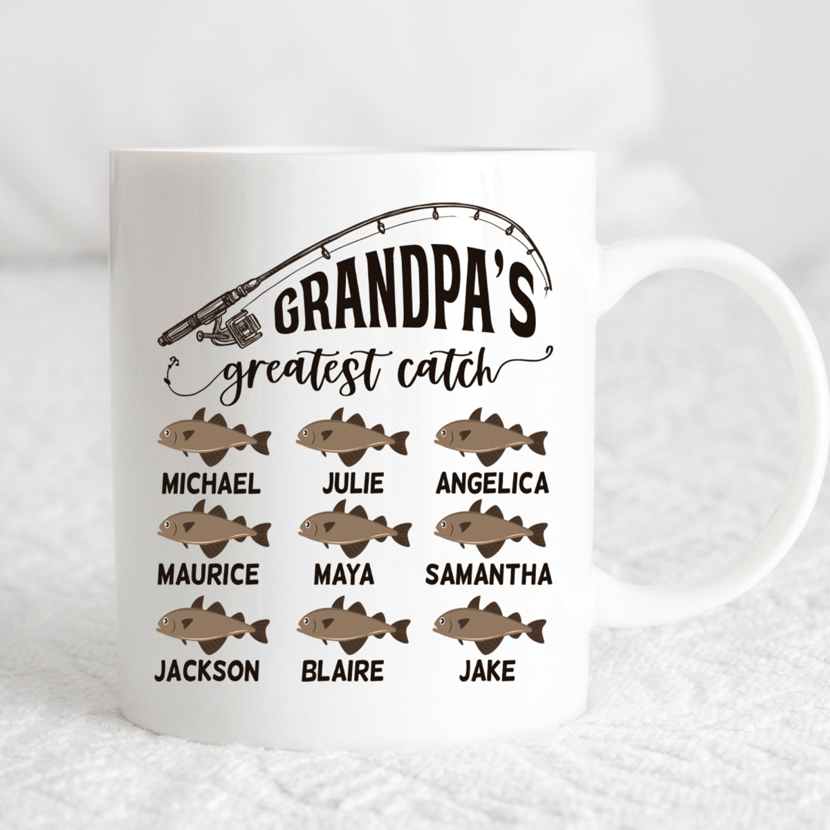 Personalized Grandpa Fishing Mug, Grandpa Birthday, Grandfather Mug, Gift for Grandpa from Grandkids