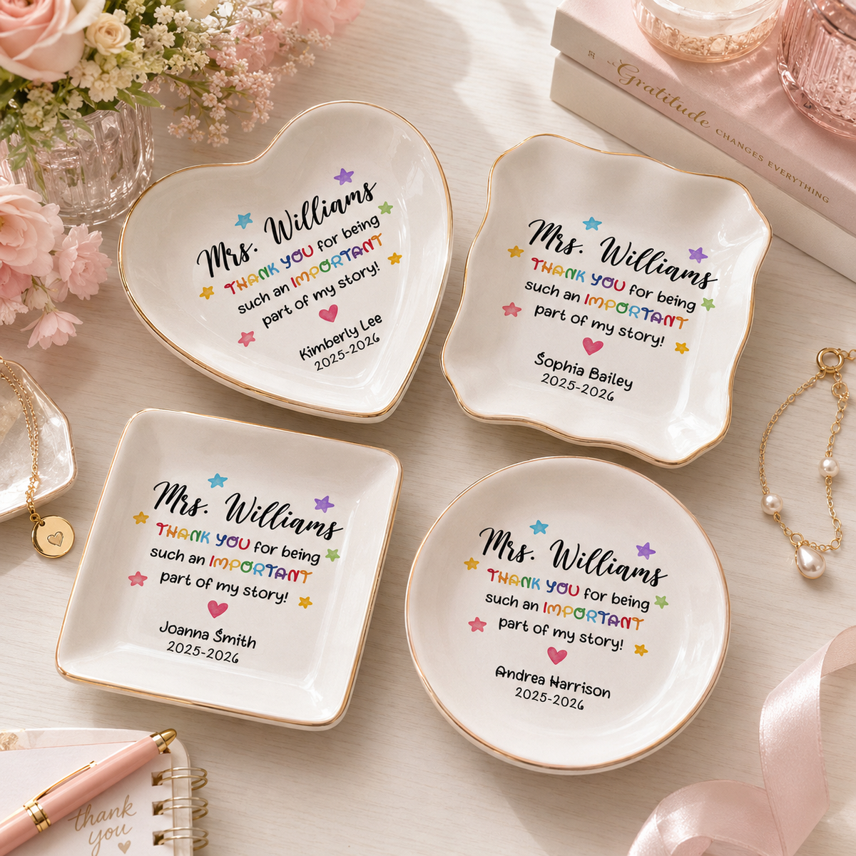 Teacher Jewelry Dish | Thank You Trinket Dish | End of School Year Gift | Custom Teacher Appreciation Gift