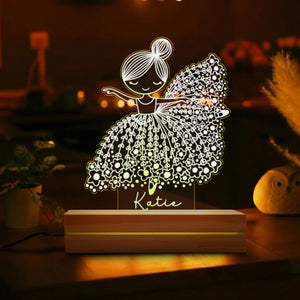 Personalized Ballerina Acrylic Night Light, Custom Name LED Lamp for Girls, Floral Dance Decor, Kids Bedroom Gift, Birthday Nursery Light