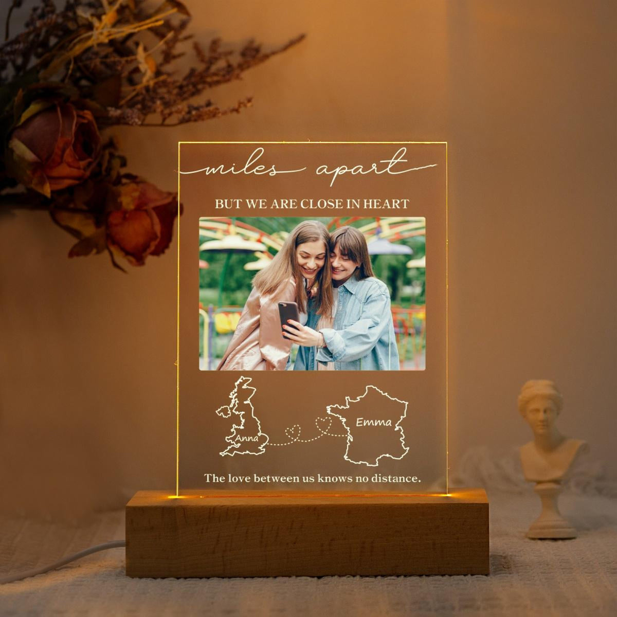 Custom Two Map Night Light, Long Distance Gift, Going Away Gift, Friends Gift, Couples Gift, Long Distance Friendship Gift,Leaving Home Gift