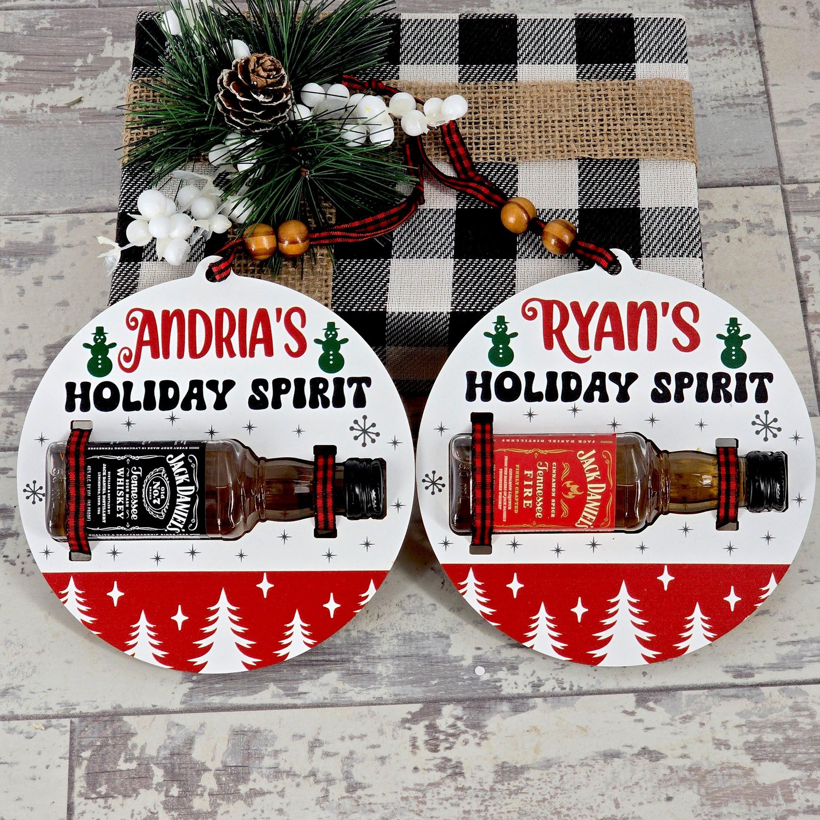 Holiday Spirits Personalized Whiskey Bottle - Christmas Ornament - Christmas Gift For Friends, Family