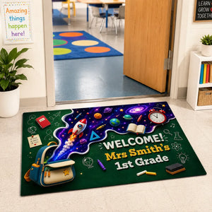 Out Of This World Adventure Welcome To Classroom - Personalized Doormat - Back To School Gift For Teacher, Classroom Decor