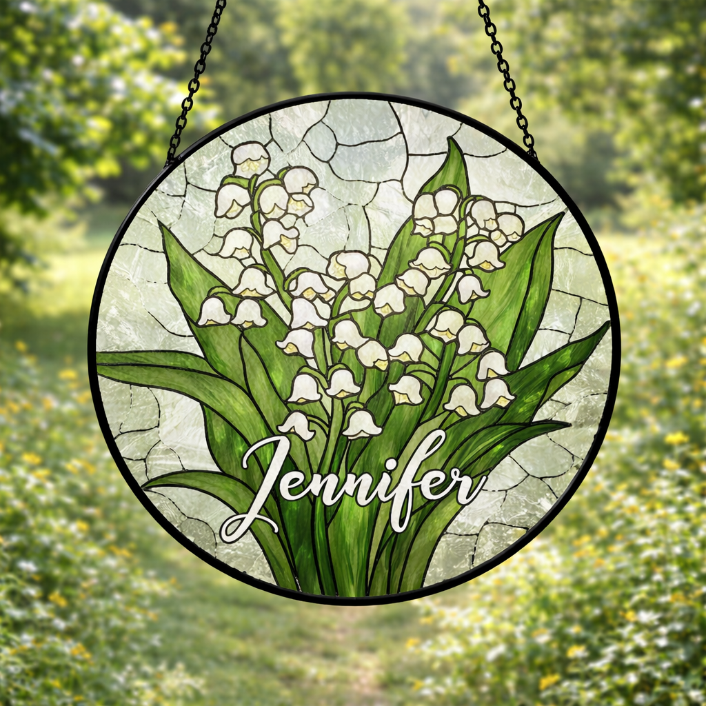 Stained Glass Lily Of The Valley Flower Suncatcher Mother's Day Gift May Birth Month Flower Grandma Gift Glass Suncatcher Family Gift Idea