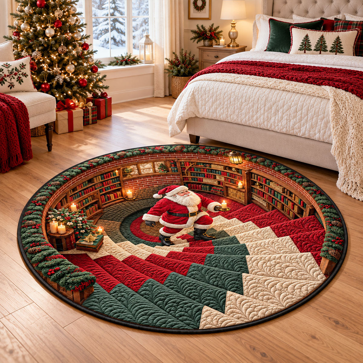 Custom Quilted Round Mat - Personalized Christmas Birthday Gifts For Mom, Dad, Brother, Sister - Merry Moments All Season