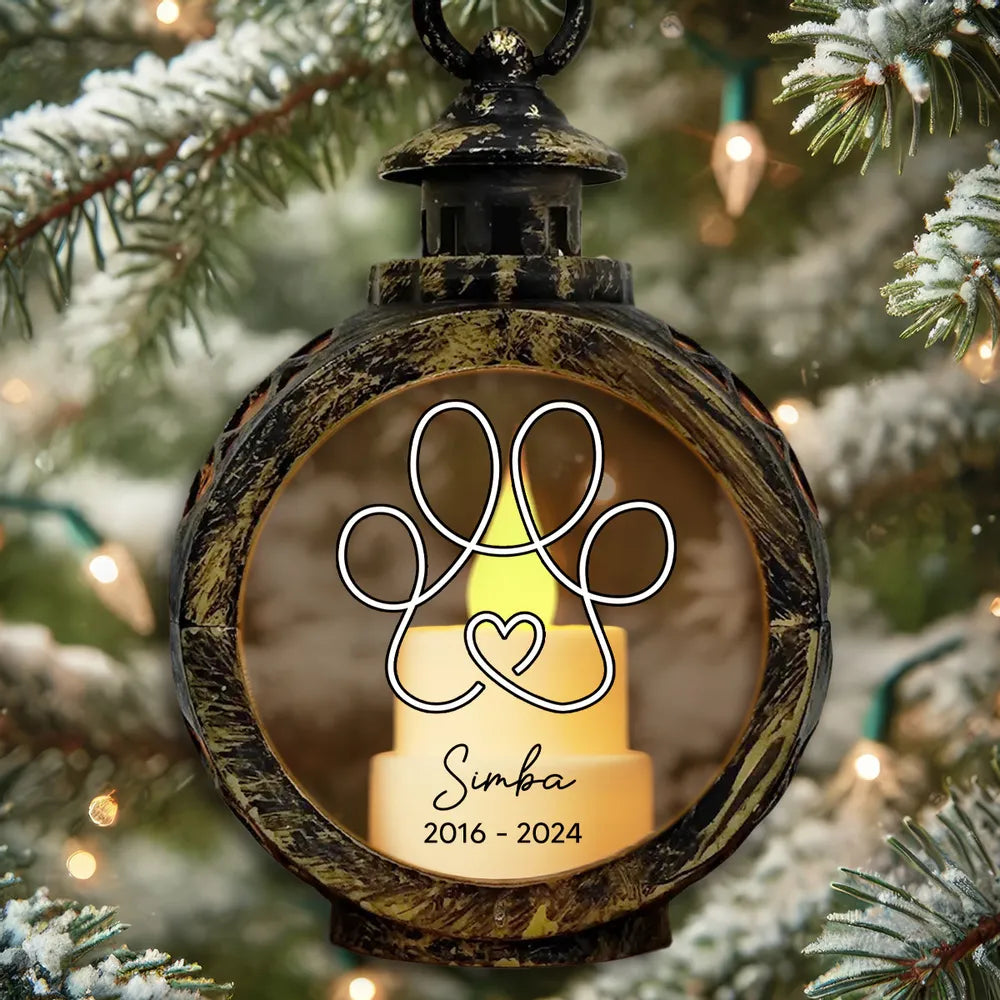 Dog Pet Memorial Keepsake Always In Your Heart - Personalized Christmas Lantern LED Flameless Candle - Memorial Dog, Christmas Gift For Family