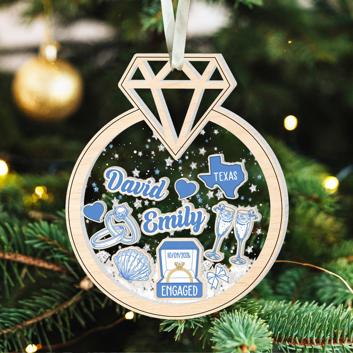 Personalized Engagement Gift, Custom Engaged Ornament, Custom Mr Mrs Wedding Ornament, Wedding Keepsake Gift, Christmas Gift For Couples