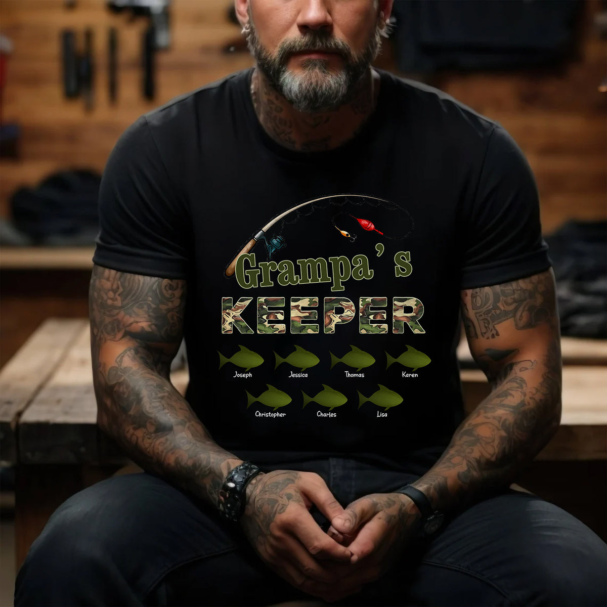 Grandpa s Keepers Camouflage Pattern Fishing - Personalized Shirt - Unique Father's Day Gift For Grandpa, Dad