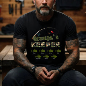 Grandpa s Keepers Camouflage Pattern Fishing - Personalized Shirt - Unique Father's Day Gift For Grandpa, Dad