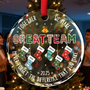 Teamwork Makes The Dream Work - Personalized Crystal Ornament - Christmas Gift For Coworkers, Colleagues