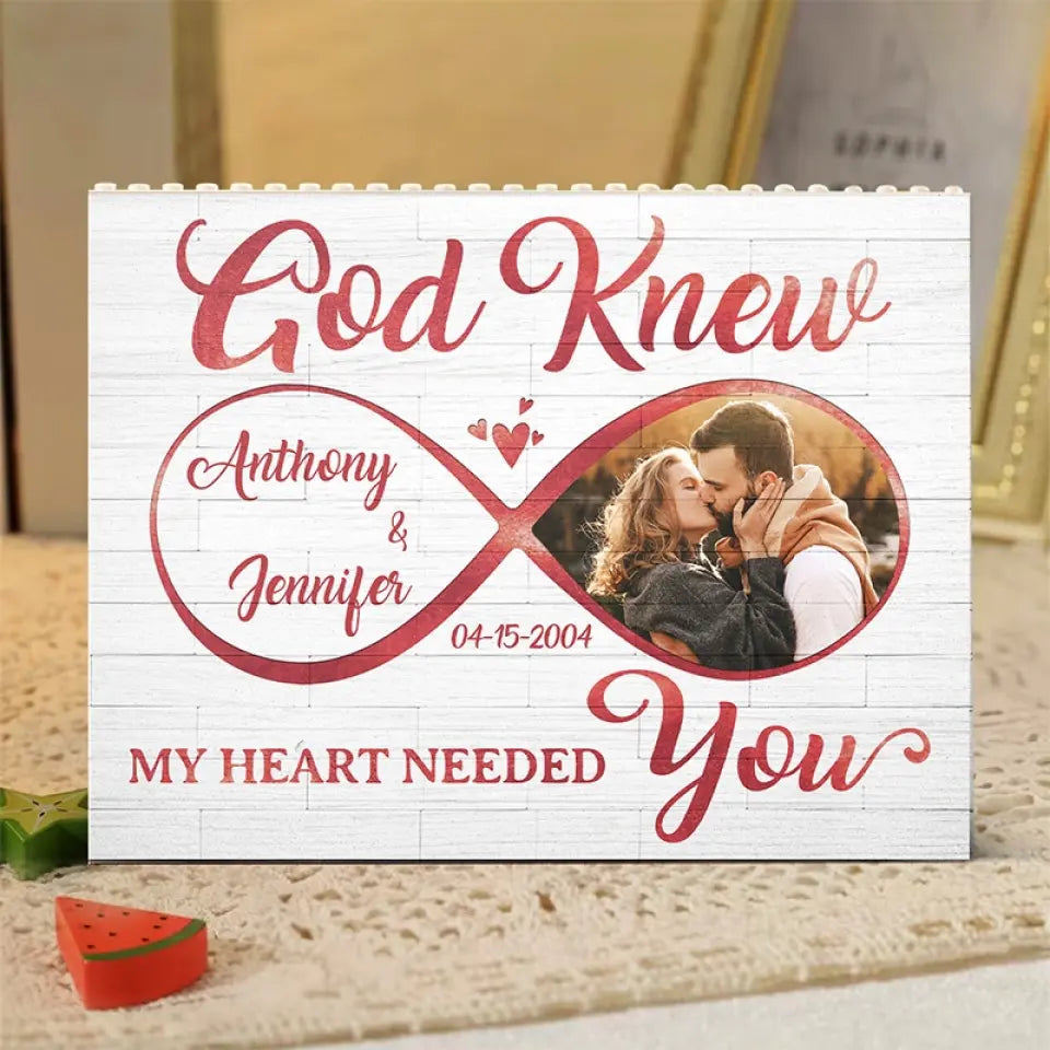 God Knew My Heart Needed You Red Infinity - Personalized Building Block Puzzle - Anniversary Gift, Valentine's Day Gift For Couple