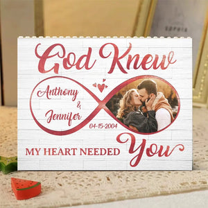 God Knew My Heart Needed You Red Infinity - Personalized Building Block Puzzle - Anniversary Gift, Valentine's Day Gift For Couple