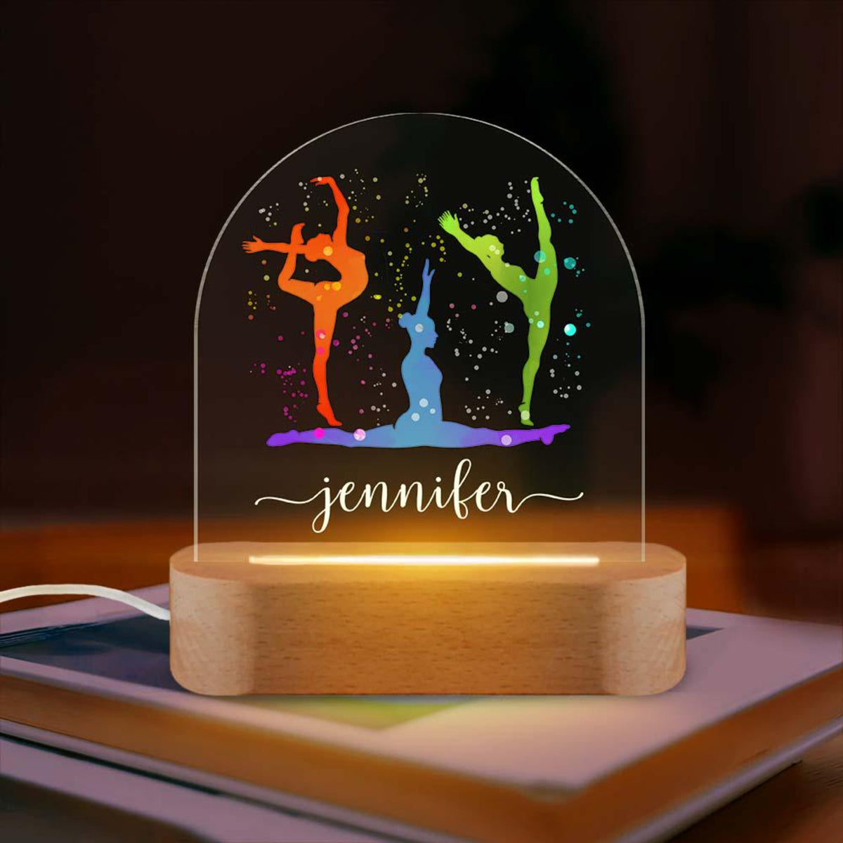 Personalized Gymnast or Gymnastics Gift LED Nightlight, Gymnastics Sister Friend Team Gift, Gymnastics Sports Night Light, Gifts for Her