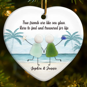 Joy Flows Like Waves Sea Glass Besties - Personalized Ornament - Christmas Gift For Besties, Friends