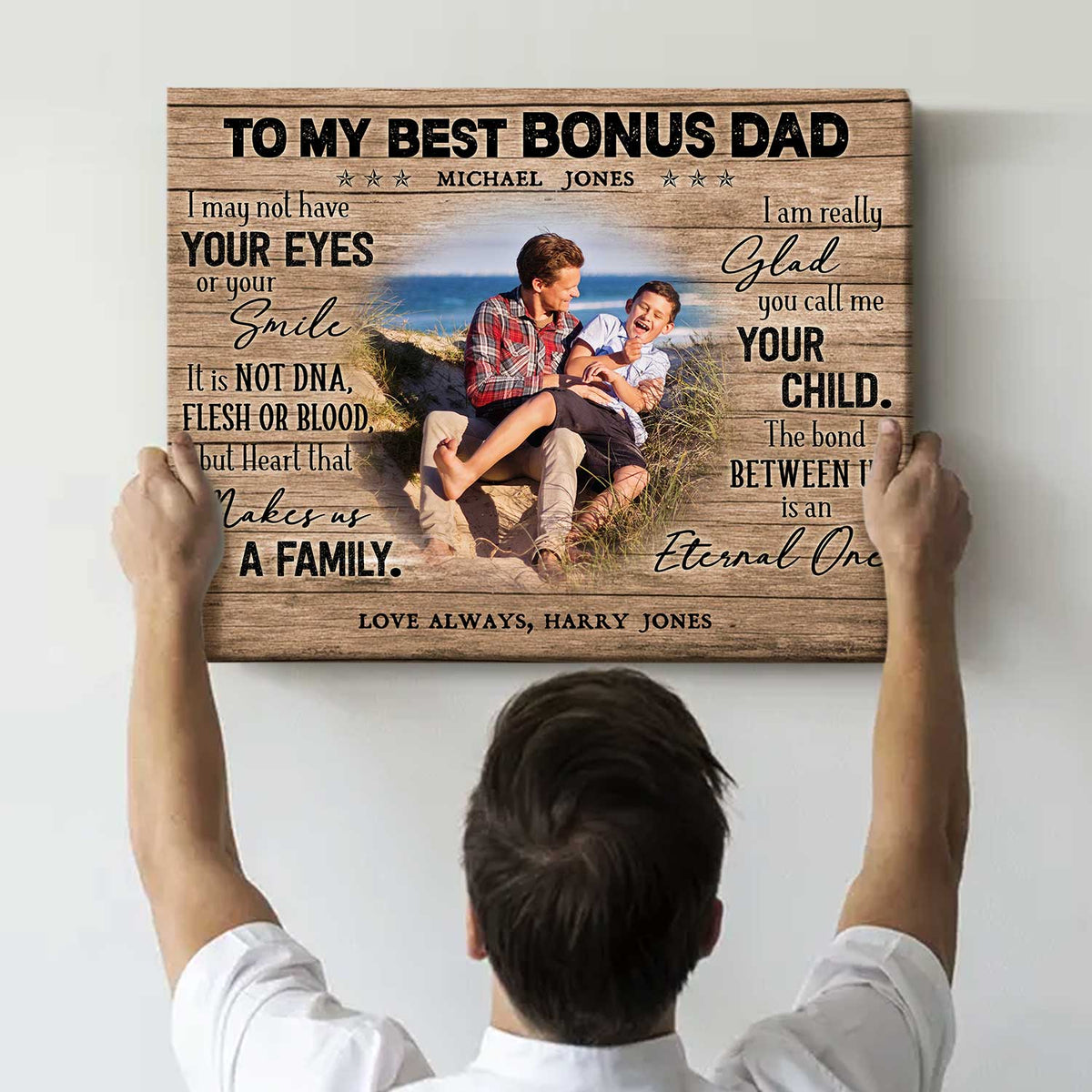 My Best Bonus Dad - Personalized Canvas - Gift For Step Dad, Bonus Dad, Father's Day, Birthday Gift