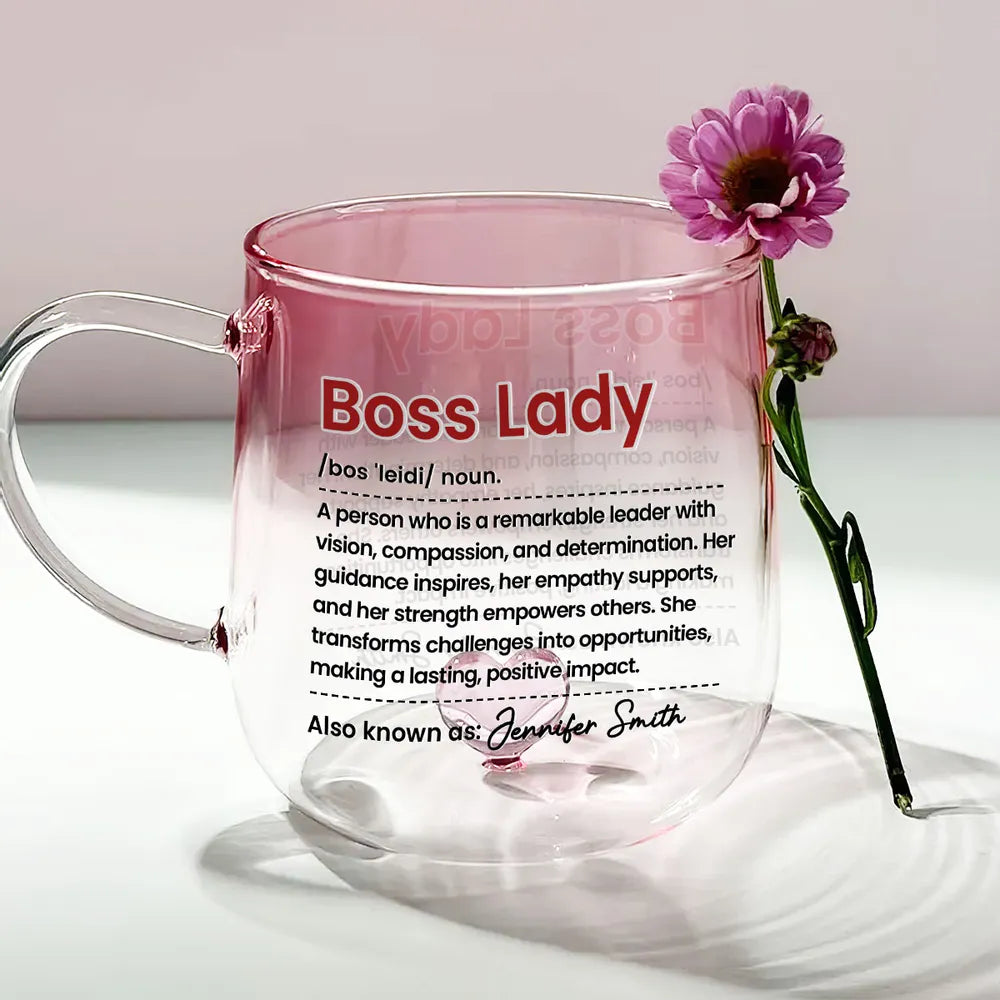 Boss Lady - Personalized Gradient Glass Mug - Gift For Friends, Besties