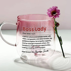 Boss Lady - Personalized Gradient Glass Mug - Gift For Friends, Besties
