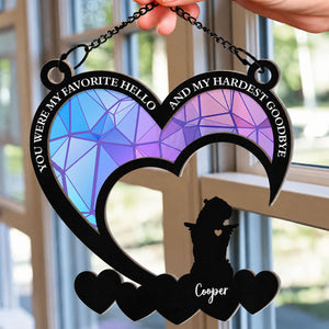 Pet Memorial My Hardest Goodbye Dog Cat - Personalized Window Hanging Suncatcher Ornament