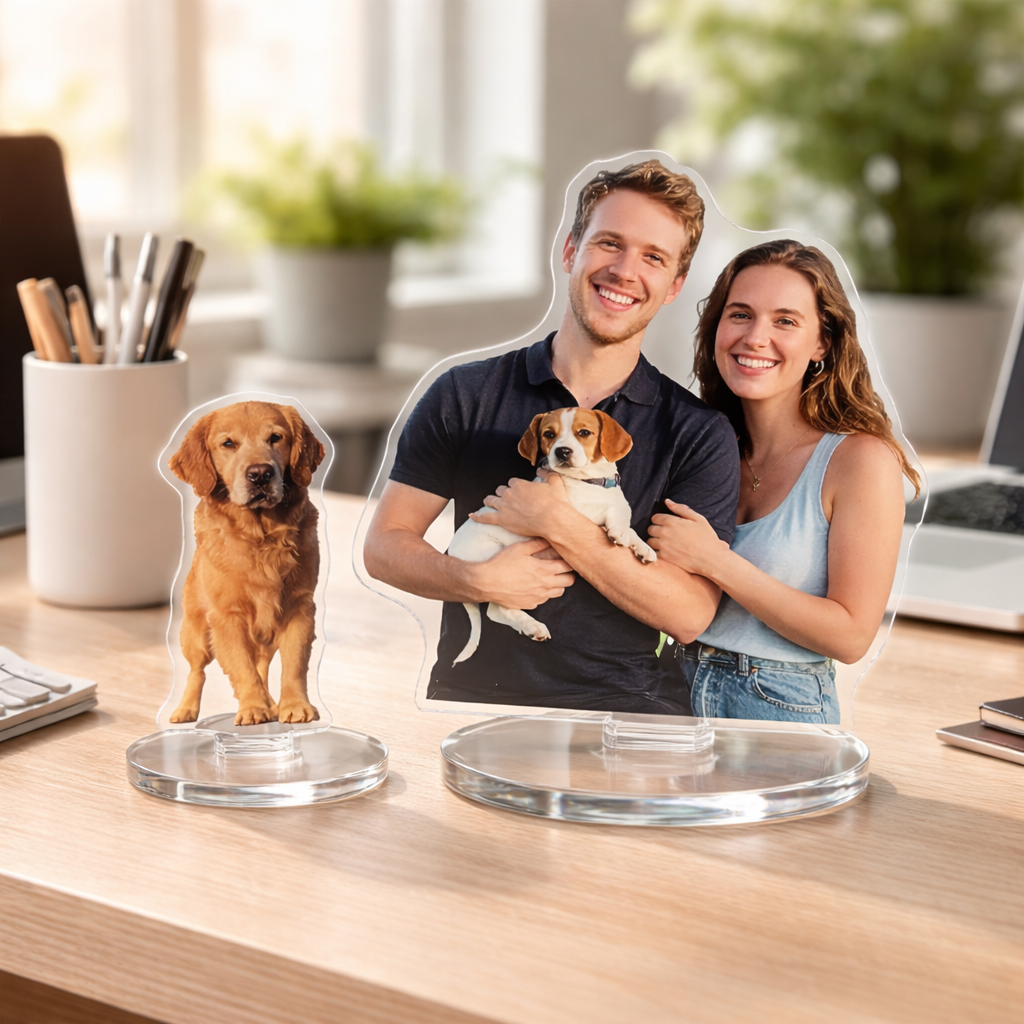 Custom Photo Acrylic Rotating Standee, Anniversary Gift for Him&Her, Photo Sculptures, Portrait Gift For Family
