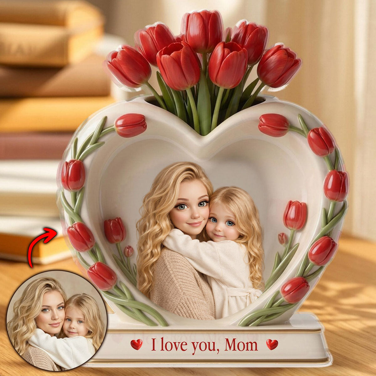 Custom Mom & Daughter Heart Frame with Tulips - Personalized Acrylic Plaque 2_56995b70-eddd-41f9-9fd7-4840840cb2df.jpg