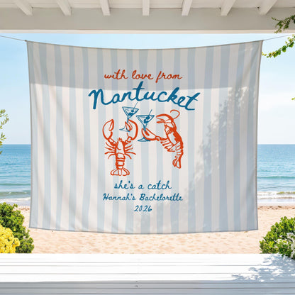 Personalized Coastal Bachelorette Banner | With Love From Bachelorette Party Banner | Beach Bach Weekend Decor