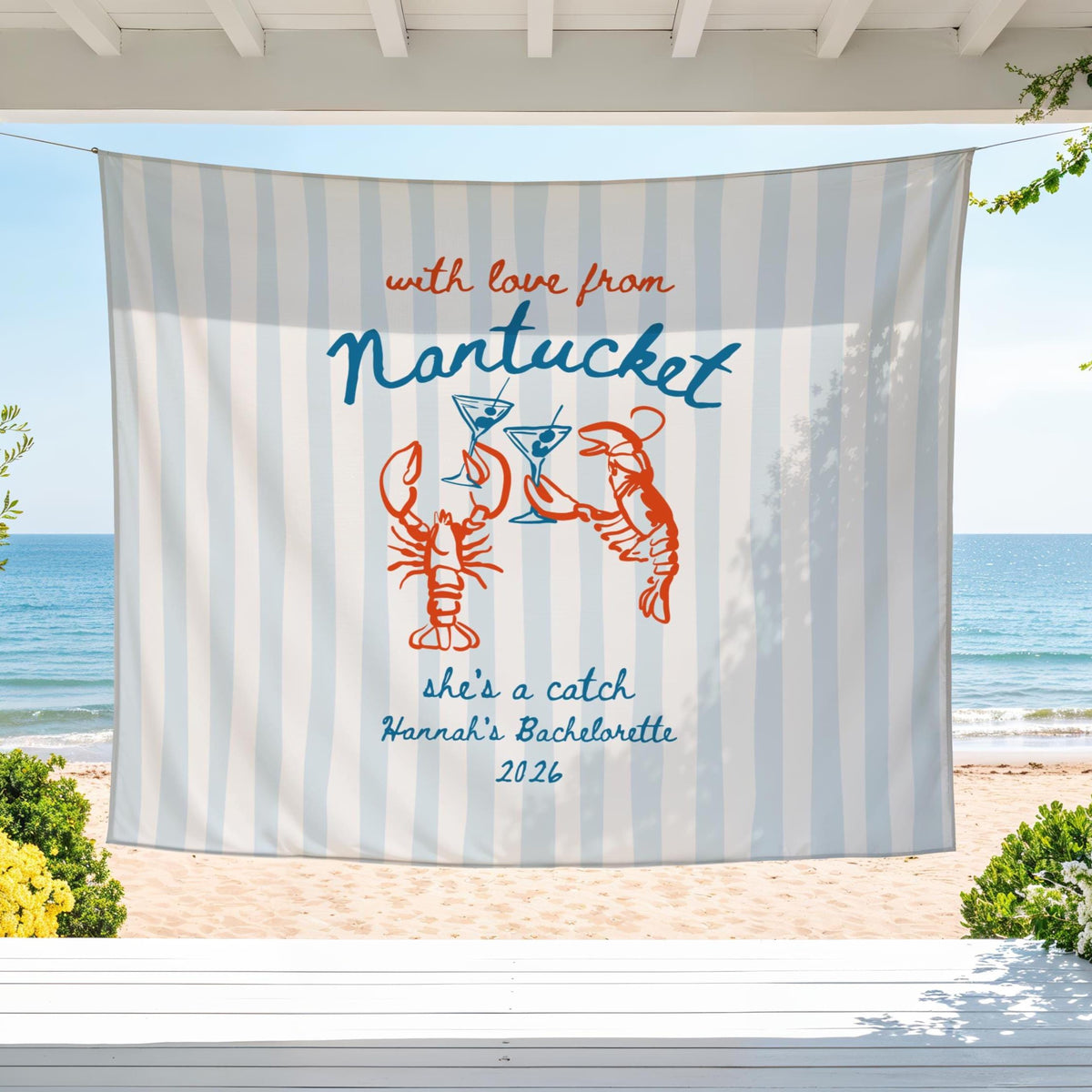 Personalized Coastal Bachelorette Banner | With Love From Bachelorette Party Banner | Beach Bach Weekend Decor