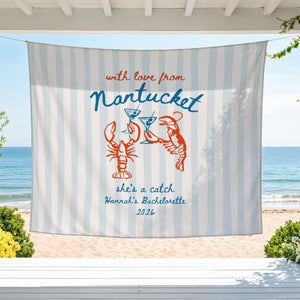 Personalized Coastal Bachelorette Banner | With Love From Bachelorette Party Banner | Beach Bach Weekend Decor