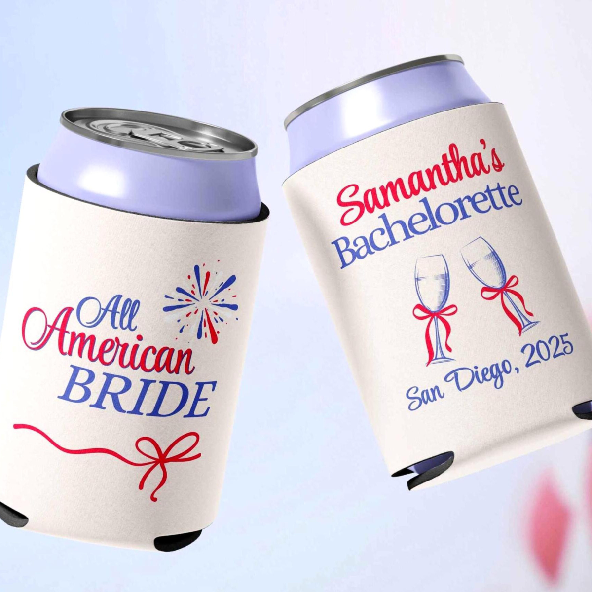 4th of July Bachelorette Party Favor Fourth of July Can cooler Independence Day Bridal Shower All American Bride Party Decor Patriotic Bach