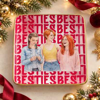 Personalized Jewelry Dish, Best B*Tches Friendship Gift, Custom Photo Watercolor Art, Best Friend Gift, Personalized Keepsake