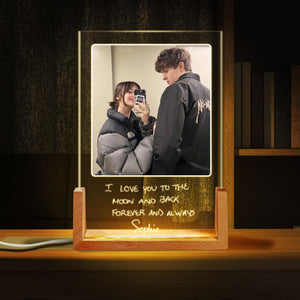 Personalized Photo Actual Handwriting Night Light, Valentine Gift for Her, Birthday Gifts, Couple Memorial Lamp, Handwriting Message for Him