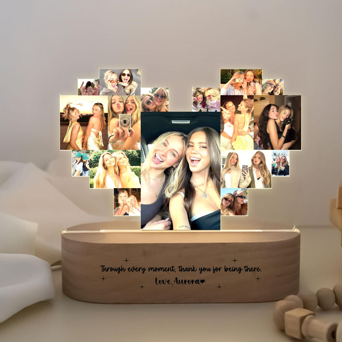Custom Bestie Photo Collage Night Light, Custom Friendship Photo Collage, Birthday Gift For Best Friend, BFF Birthday, Gift For Soul Sister