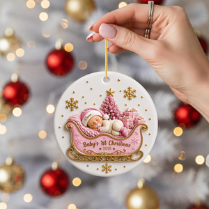 Baby's 1st Christmas - New Mom New Born Ornament - Real 3D Raised Ornament