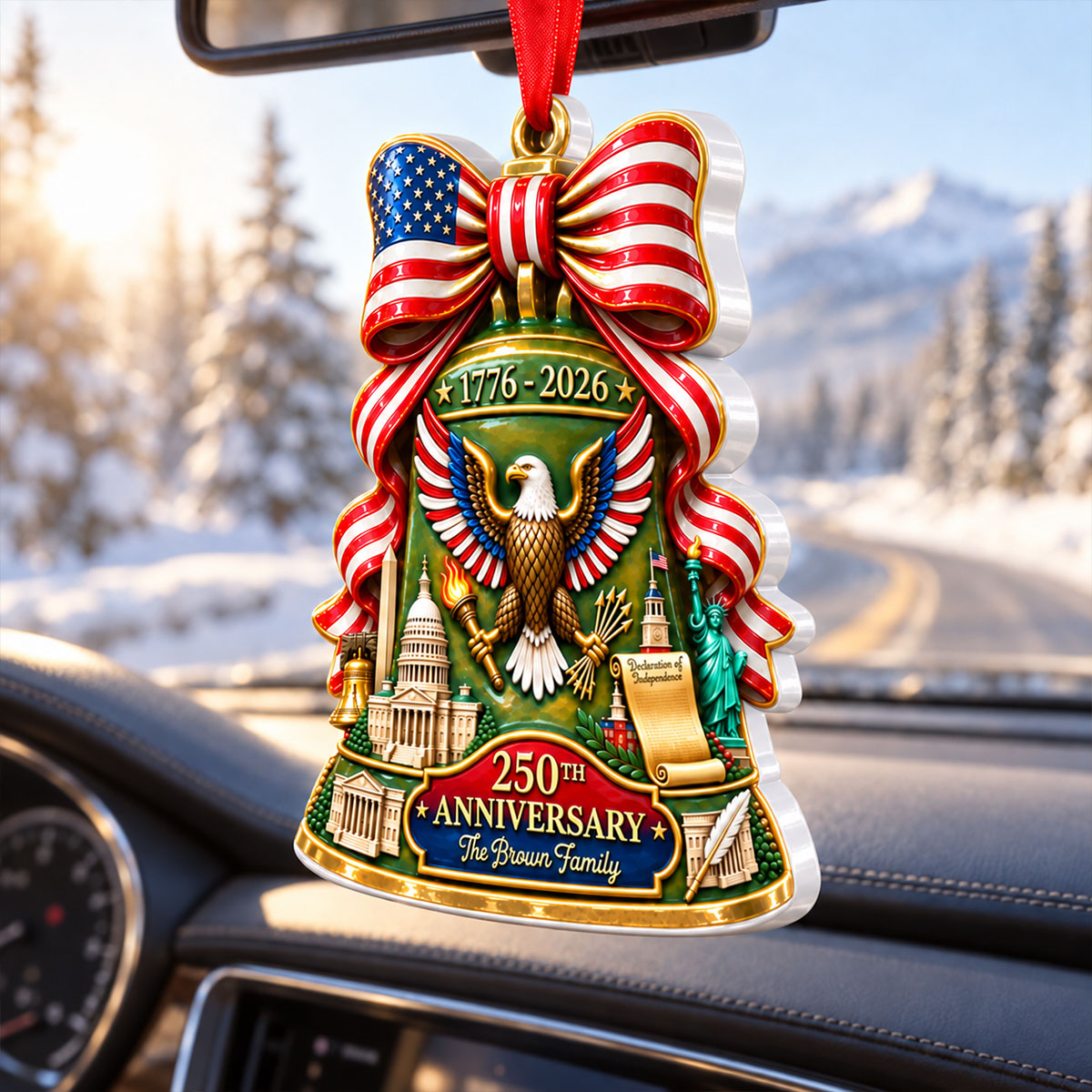 America 250th Anniversary Bell 3D Ornament - Personalized Christmas Ornaments