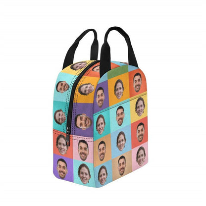 Custom Face Lunch Bag, Personalized Photo Lunch Bag with Pockets, Back to School Gift for Children