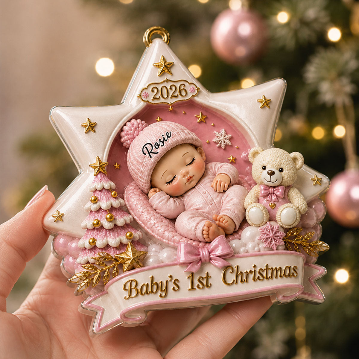 Born For Christmas Magic - New Mom New Born Ornament - Real 3D Raised Ornament