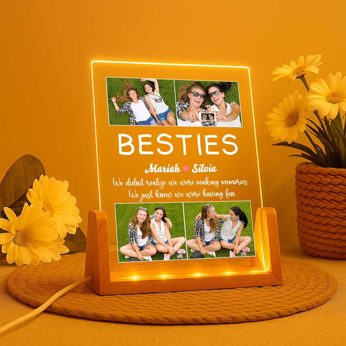 Personalized Bestie Photo Collage Night Light, Custom Friendship Gift, Custom Your Bestie Photo, Gift For Friend, Soul Sister