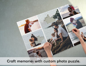 Photo Collage Puzzle, Custom Text Jigsaw Puzzle, Transform Your Dearest Memories into Jigsaw Puzzle, Wood Puzzle for Family