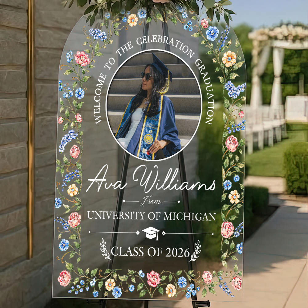 Watercolor Wildflower Personalized Acrylic Welcome Sign