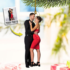 Couple Custom Upload Photo - Personalized Shape Ornament - Christmas Gift For Couple