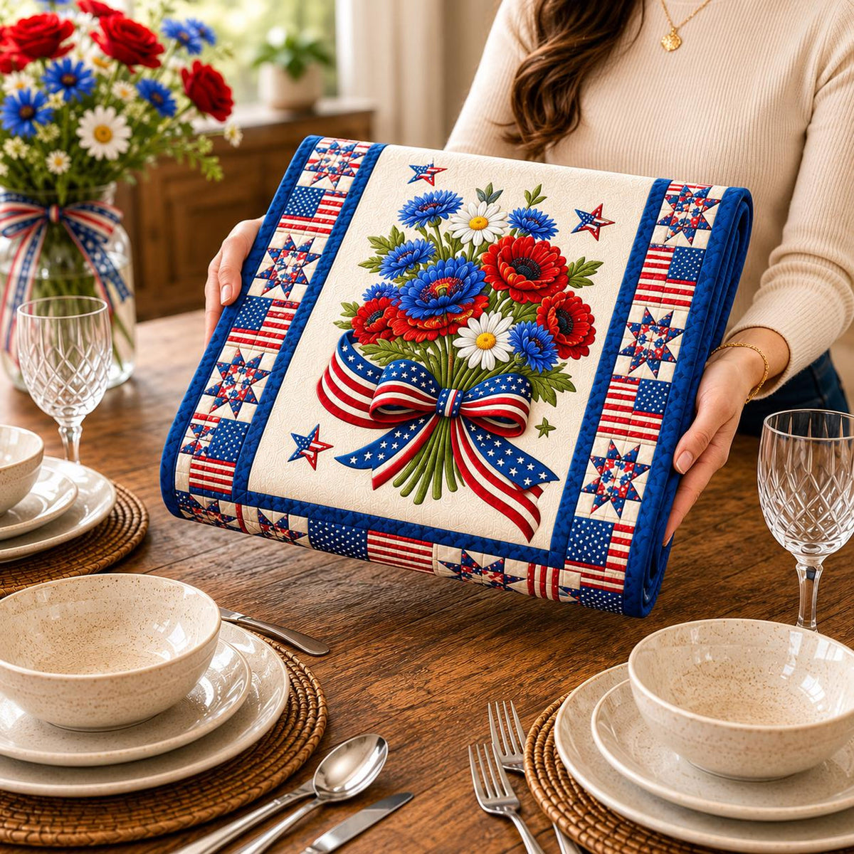 USA 250th Anniversary Table Runner, Patriotic America 1776-2026 Table Decor, Independence Day Dining Table Runner, Americana Home Decoration