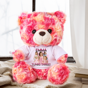 Birthday Teddy Bear Plush - Custom Photo and Name - Personalized Teddy Bear