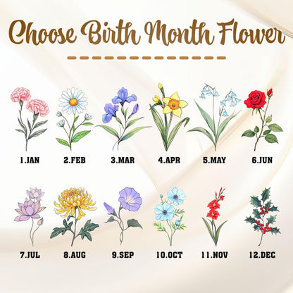 Personalized Birth Flower Metal Garden Stake, Mother's Day Gifts for Grandma, Grandkids Names, Nana's Blessings, Garden Marker Botanical Art