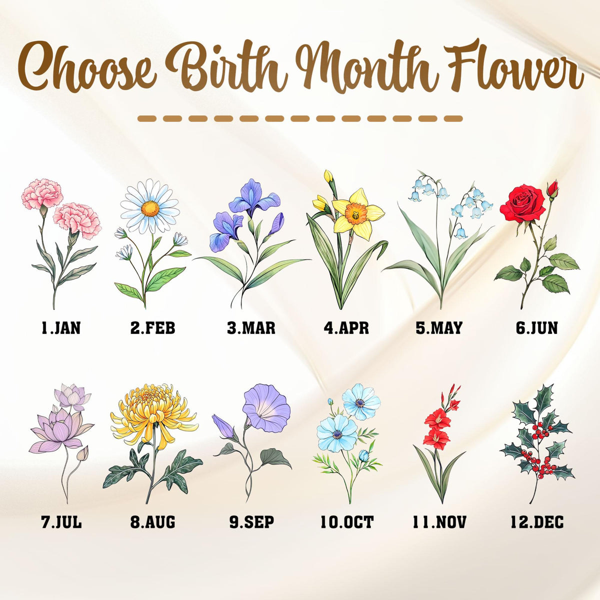 Personalized Birth Flower Metal Garden Stake, Mother's Day Gifts for Grandma, Grandkids Names, Nana's Blessings, Garden Marker Botanical Art