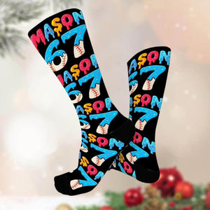 Custom Six Seven 6-7 Fun Meme Socks, 6-7 Meme Gift, 6-7 Funny Creams Drips Baseball Socks, Funny Christmas Gift