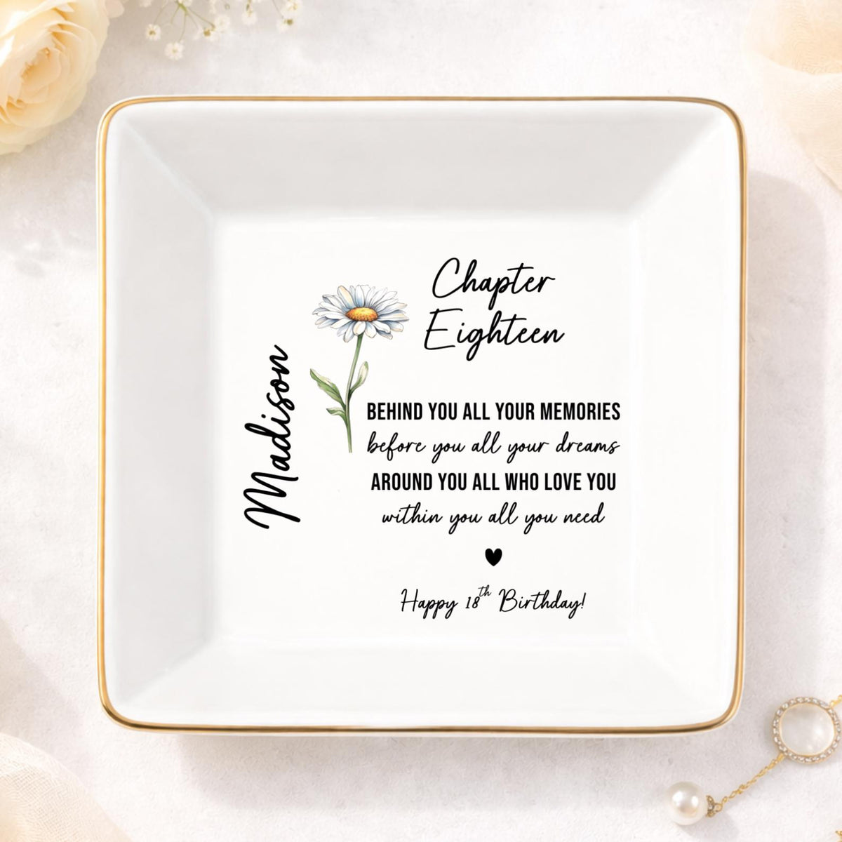 18th Birthday Gift For Her, Personalized 18 Birthday Ring Dish, 18th Birthday Gift Daughter Niece Sister