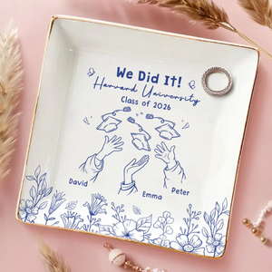 We Did It Graduation Gift For Friends - Personalized Jewelry Dish - Graduation Celebration Gift