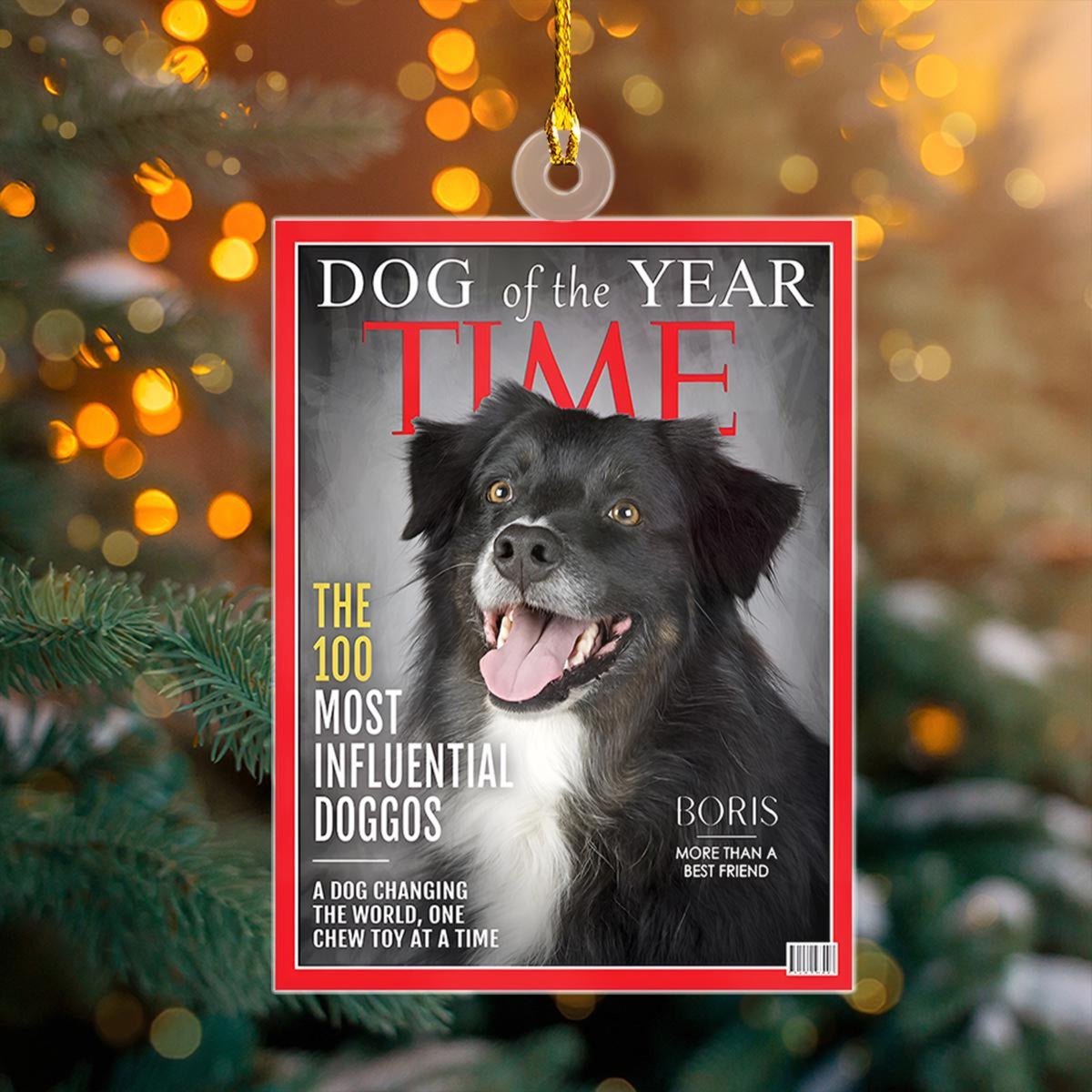 Personalized Dog Christmas Ornament, Custom Dog of The Year Newspaper Ornament, Personalized Dog Photo Ornament, Pet Lovers, Christmas Gifts